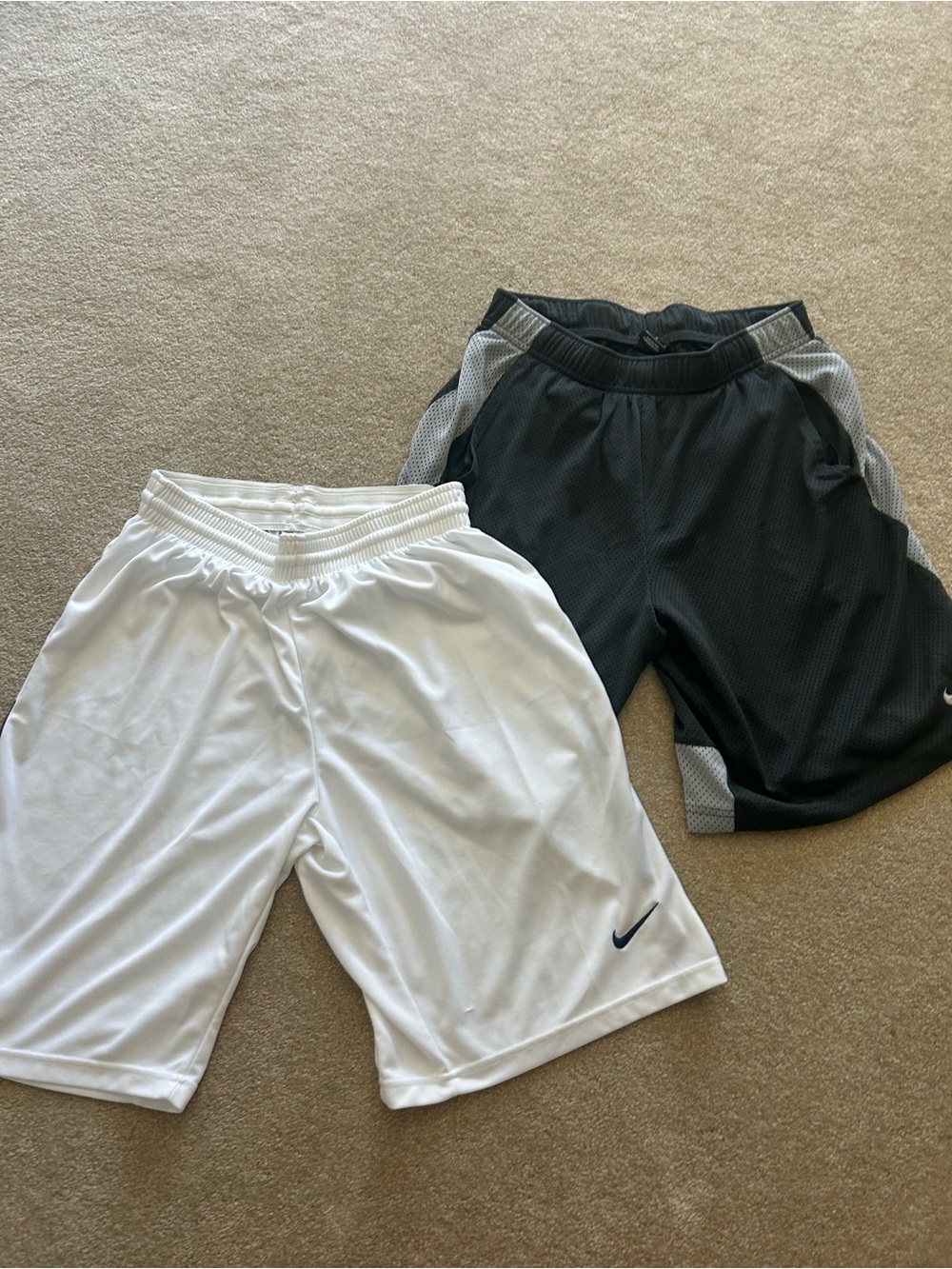 Nike White and Grey Mens Athletic Shorts 2 pairs